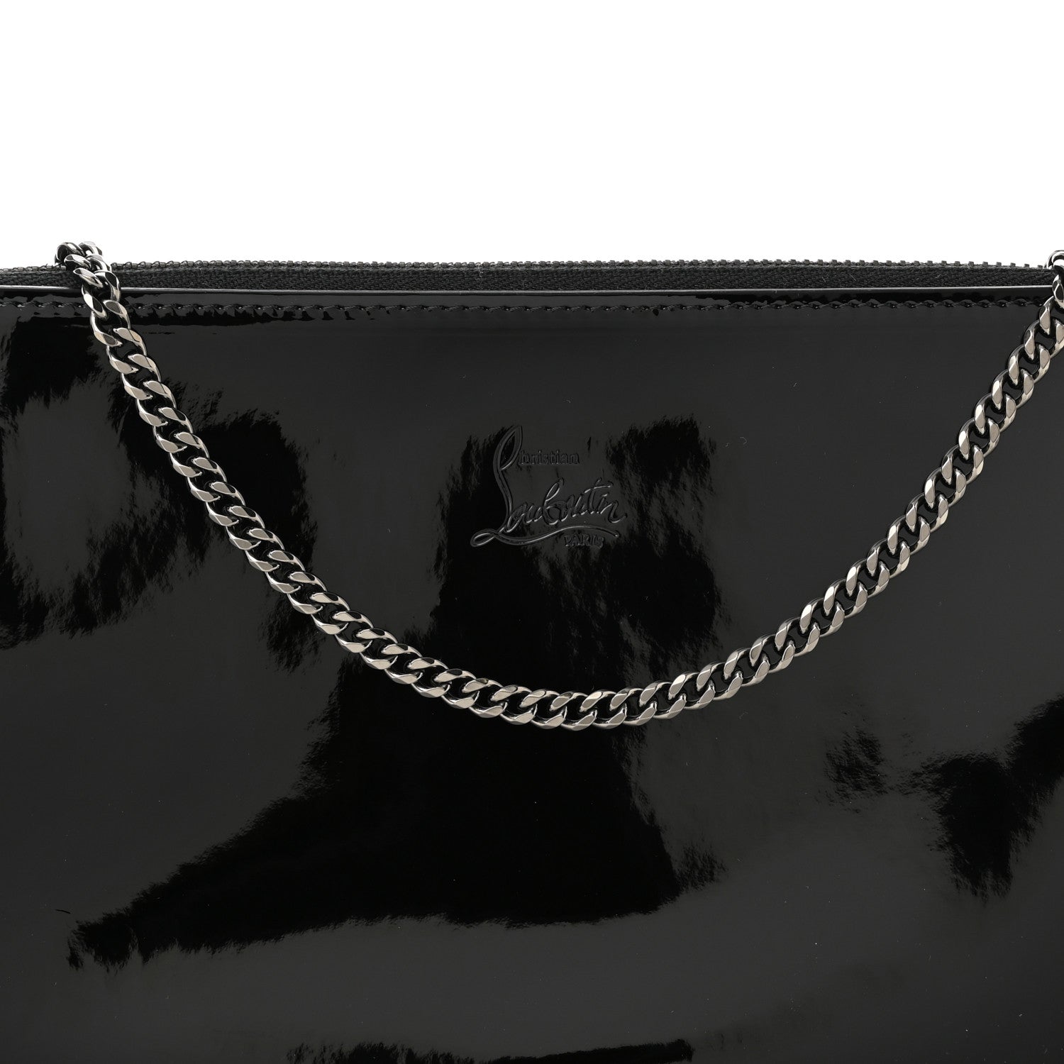 Christian Louboutin Patent Loubila Chain Clutch Black 7 of 9