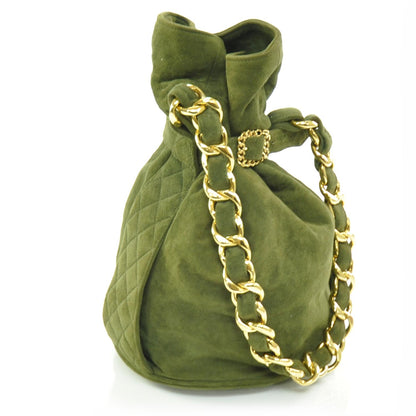Chanel Suede Pouch Bag Green 3 of 8