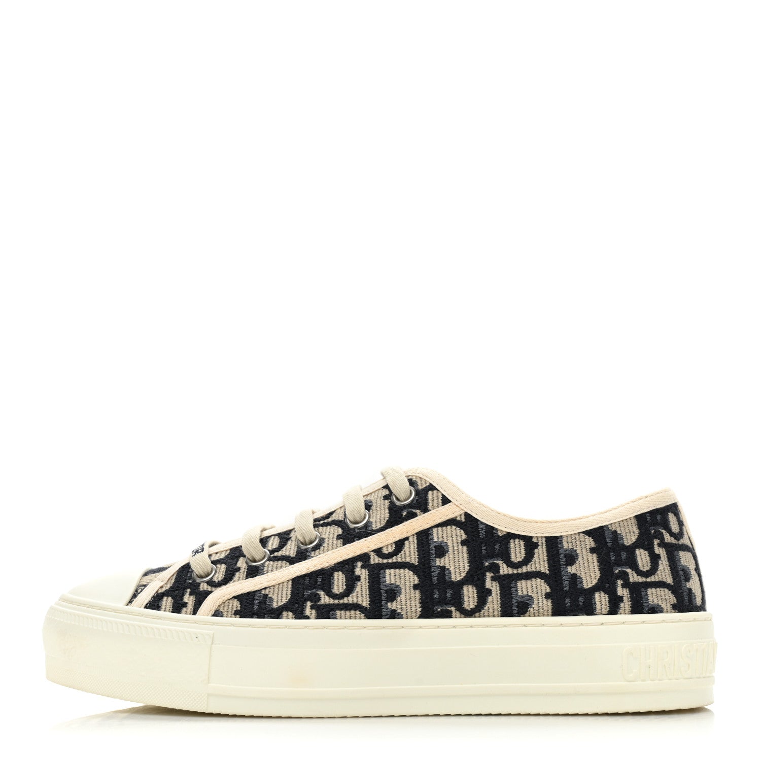 Christian Dior Canvas Oblique Walk'N'Dior Low Top Sneakers 36.5 Deep Blue 1 of 10