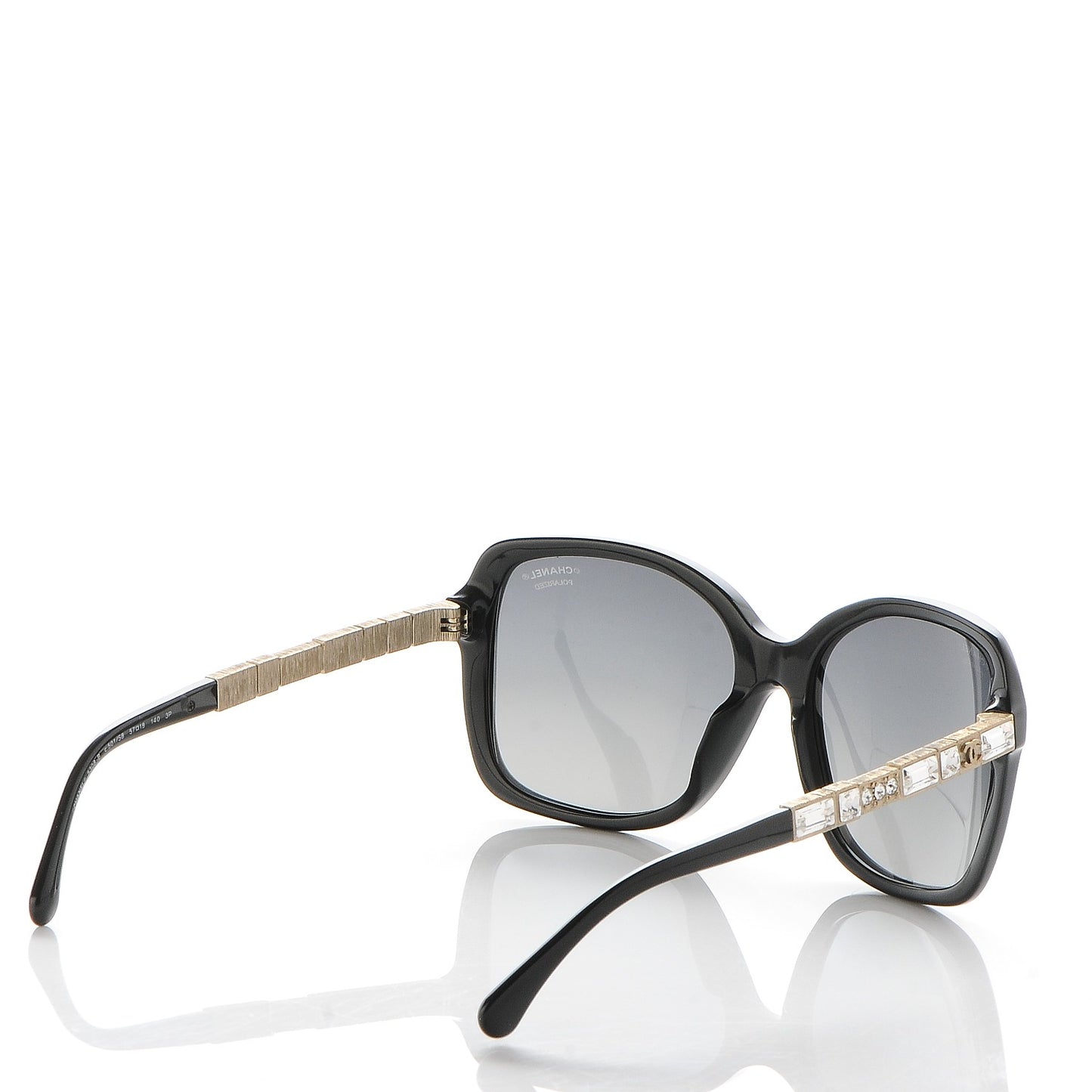 Baguette Crystal Polarized Square Sunglasses 5308-B Black