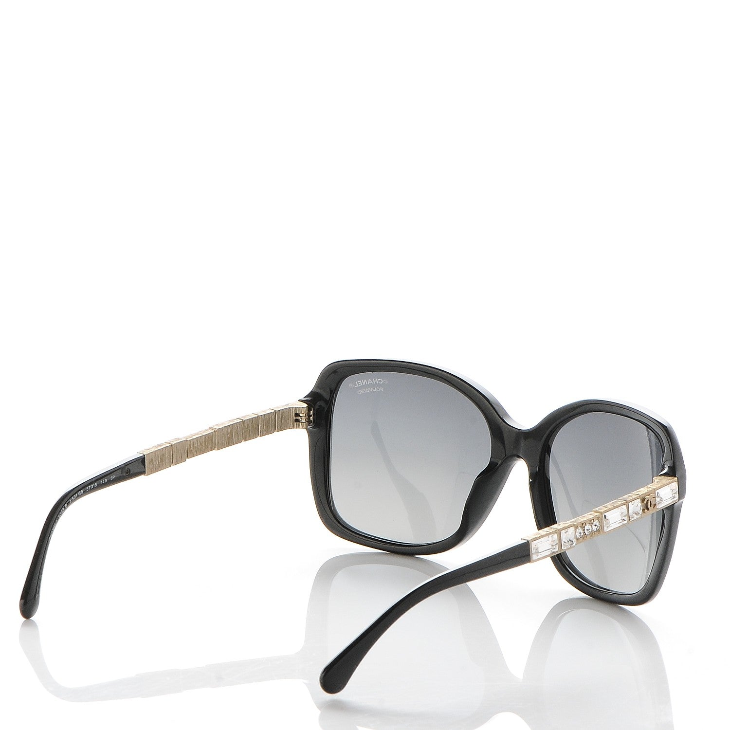 Chanel Baguette Crystal Polarized Square Sunglasses 5308-B Black 4 of 8