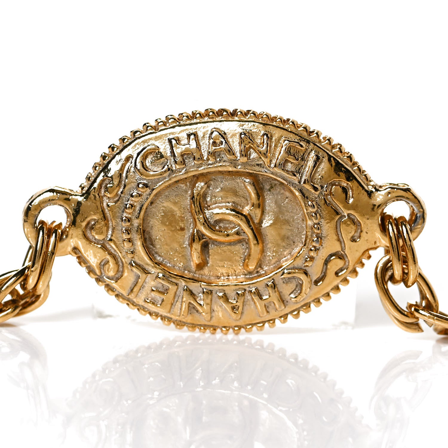 Chanel CC Medallion Chain Necklace Gold 4 of 5