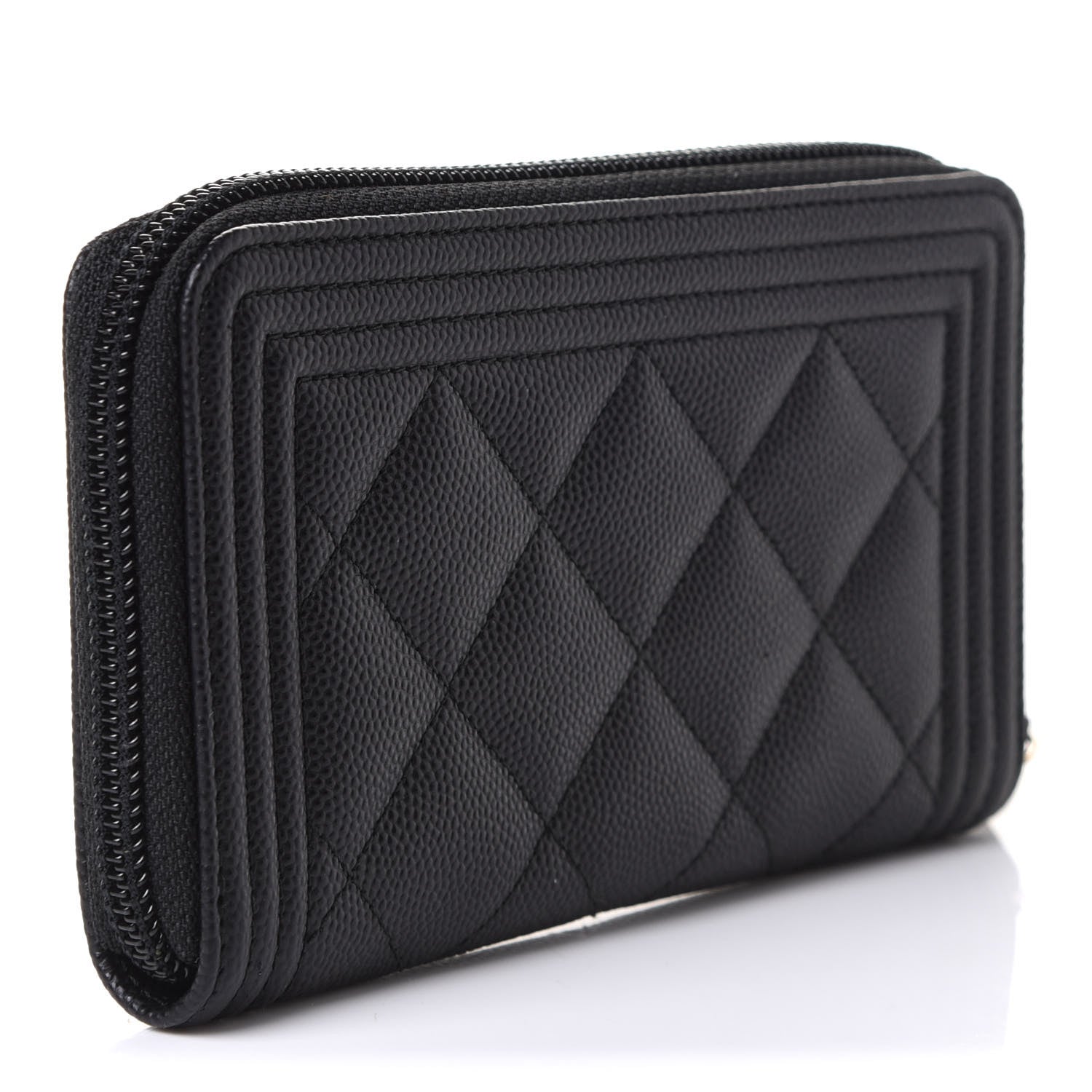 Chanel Caviar Quilted Small Boy Zip Around Wallet Black 3 of 9