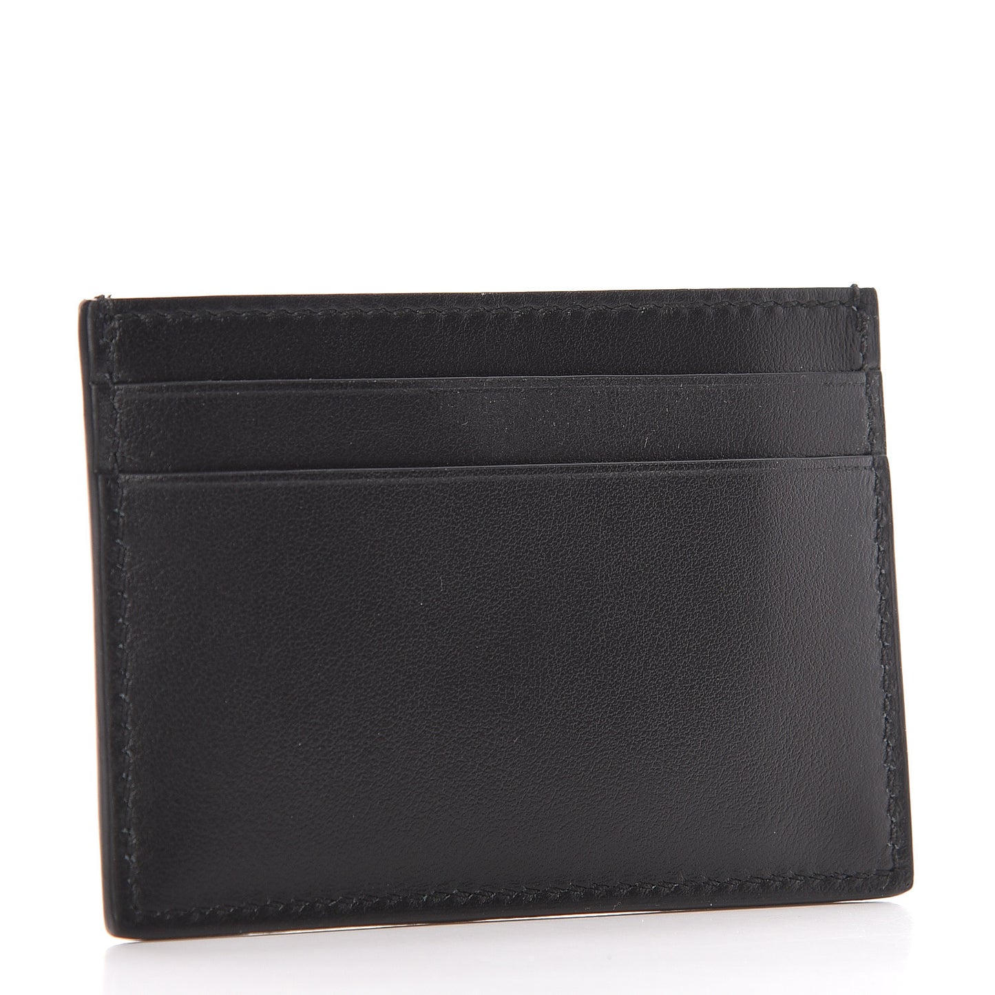 Calfskin Blade Embroidered Card Case Black