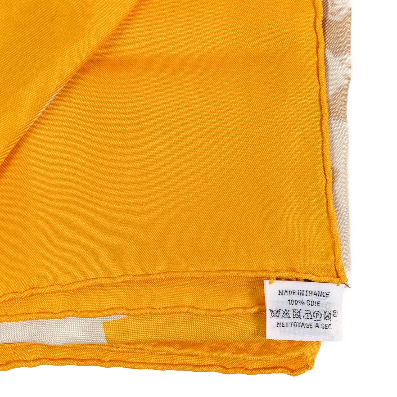 Hermes Silk Please Check In Scarf 90 Jaune D'Or Camel 5 of 5