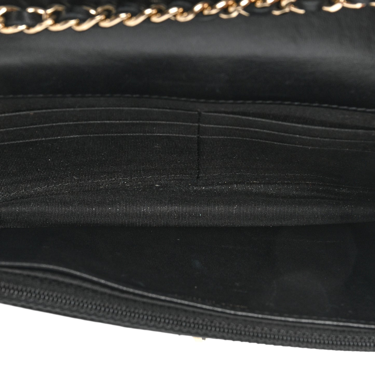 Lambskin Quilted Trendy CC Wallet On Chain WOC Black