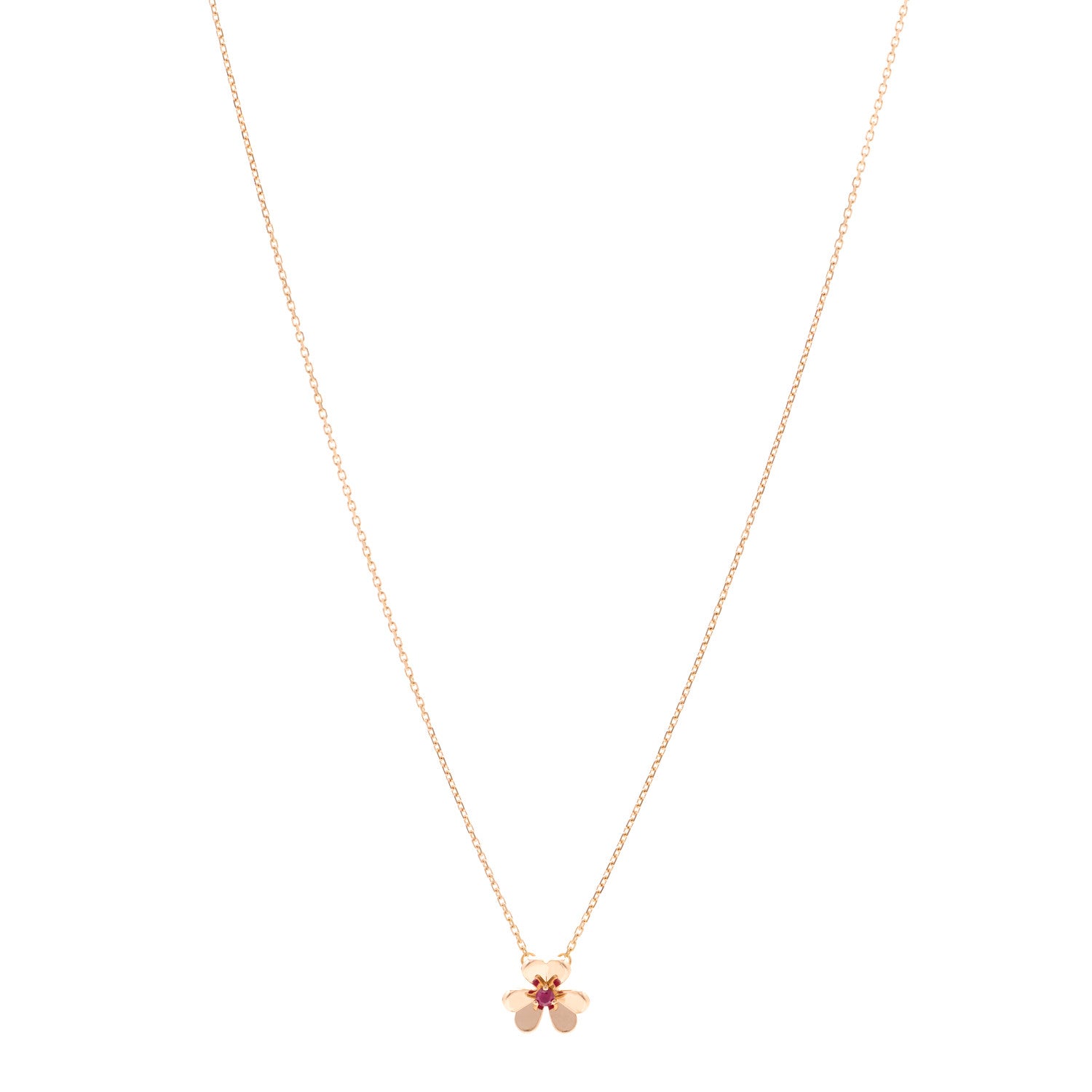 Van Cleef & Arpels 18K Rose Gold Ruby Mini Frivole Pendant Necklace 1 of 5