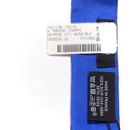 Hermes Silk A Travers Champs Twillon Rose Vif Jaune Bleu 4 of 4