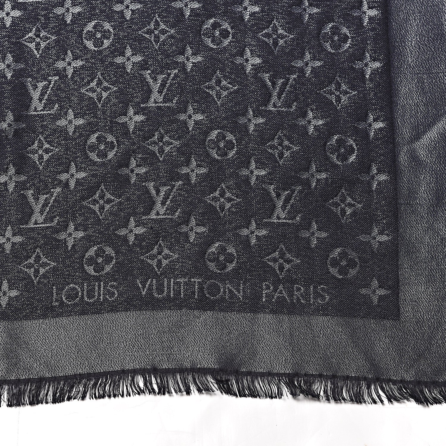 Louis Vuitton Silk Lurex Wool Monogram Shine Shawl Black 3 of 6