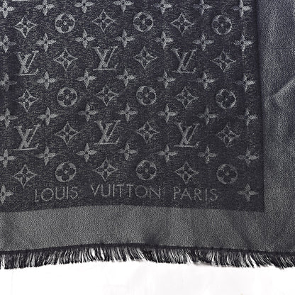 Louis Vuitton Silk Lurex Wool Monogram Shine Shawl Black 3 of 6