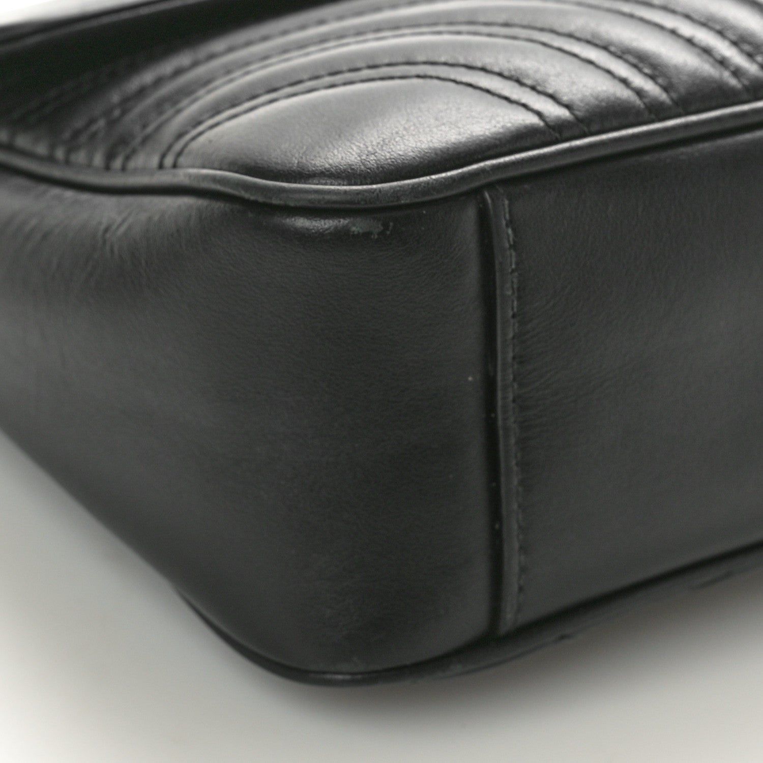 Gucci Calfskin Matelasse Monochrome Small GG Marmont Shoulder Bag Black 9 of 12