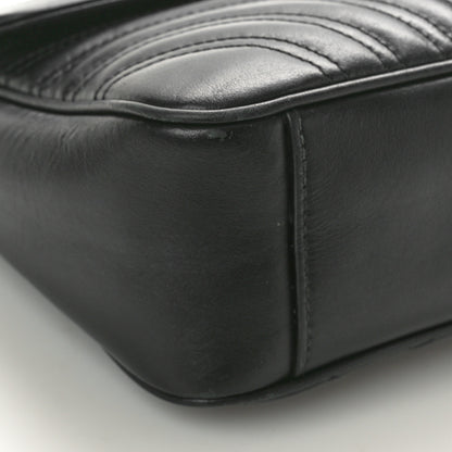 Gucci Calfskin Matelasse Monochrome Small GG Marmont Shoulder Bag Black 9 of 12