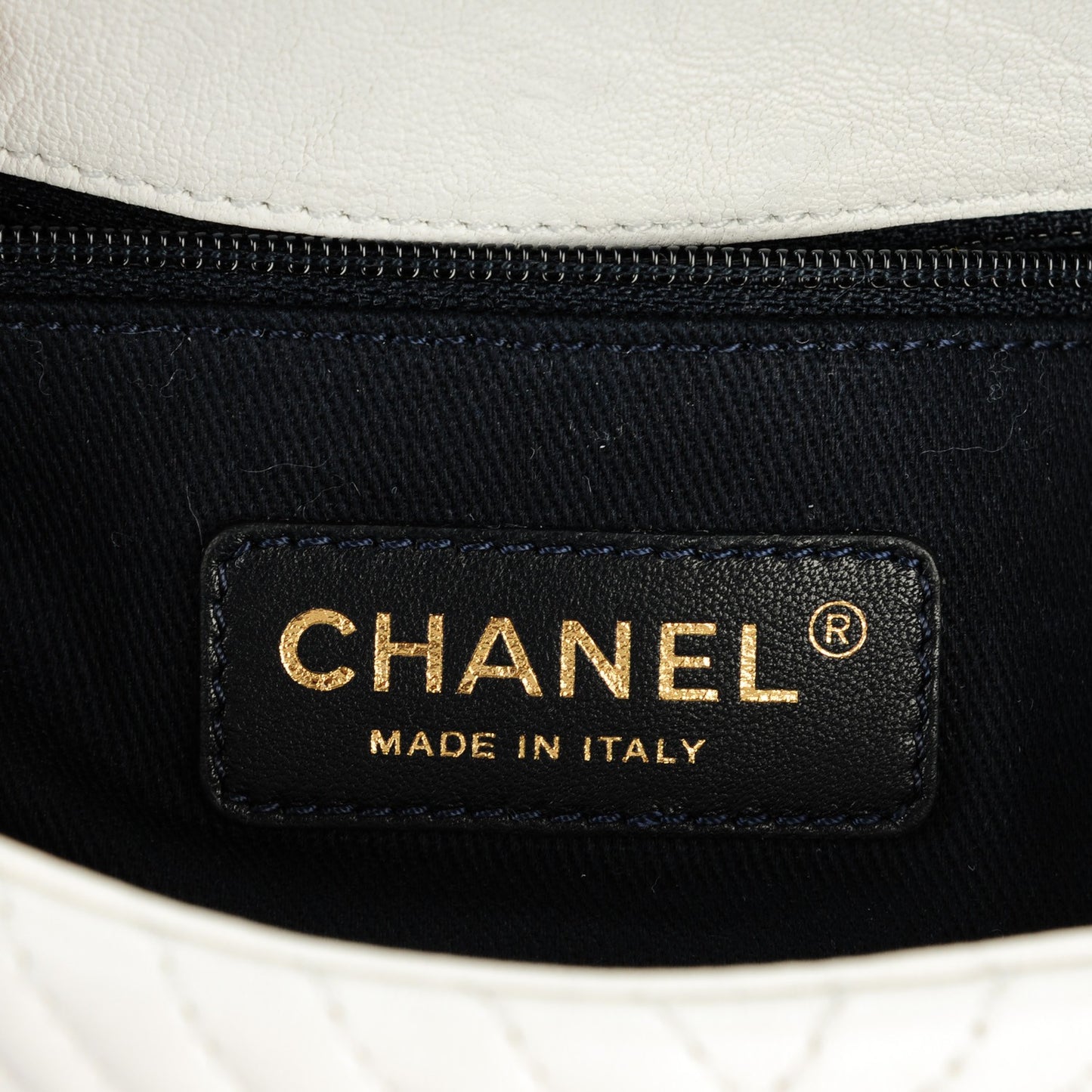 Wrinkled Lambskin Chevron Quilted Small Flap White