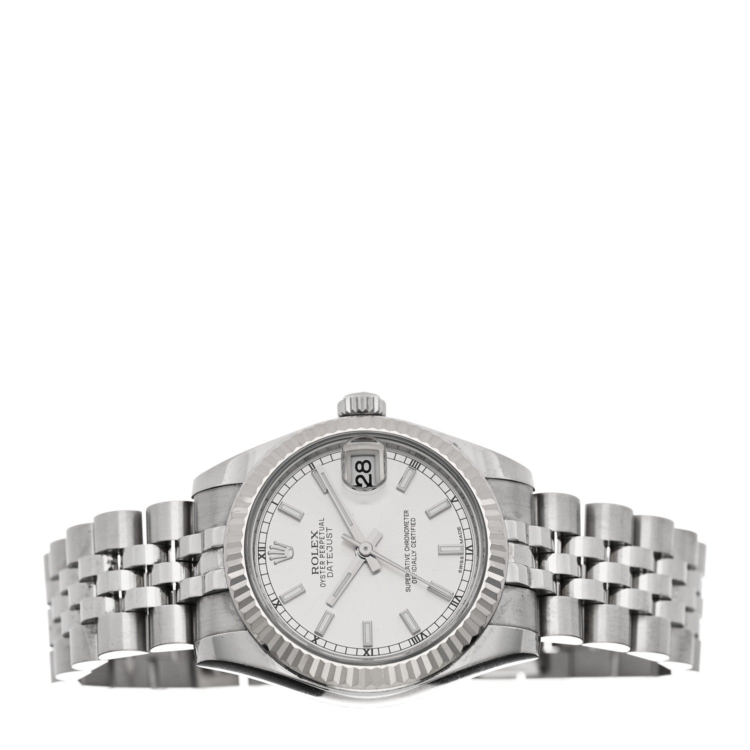 Rolex Stainless Steel 18K White Gold 31mm Oyster Perpetual Datejust Watch Silver 178274 2 of 5