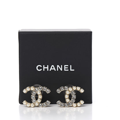 Chanel Crystal Pearl CC Dazzling Domino Earrings Gold 5 of 5