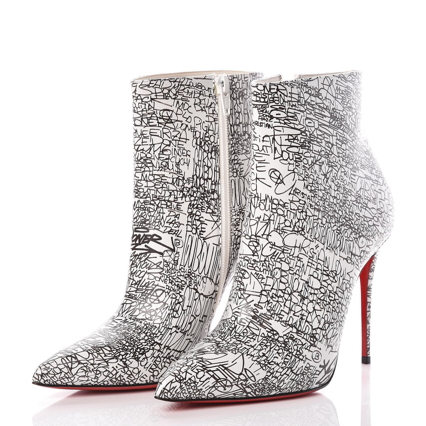 Calfskin Caligraf So Kate Booty 100 Ankle Boots 37 Black White