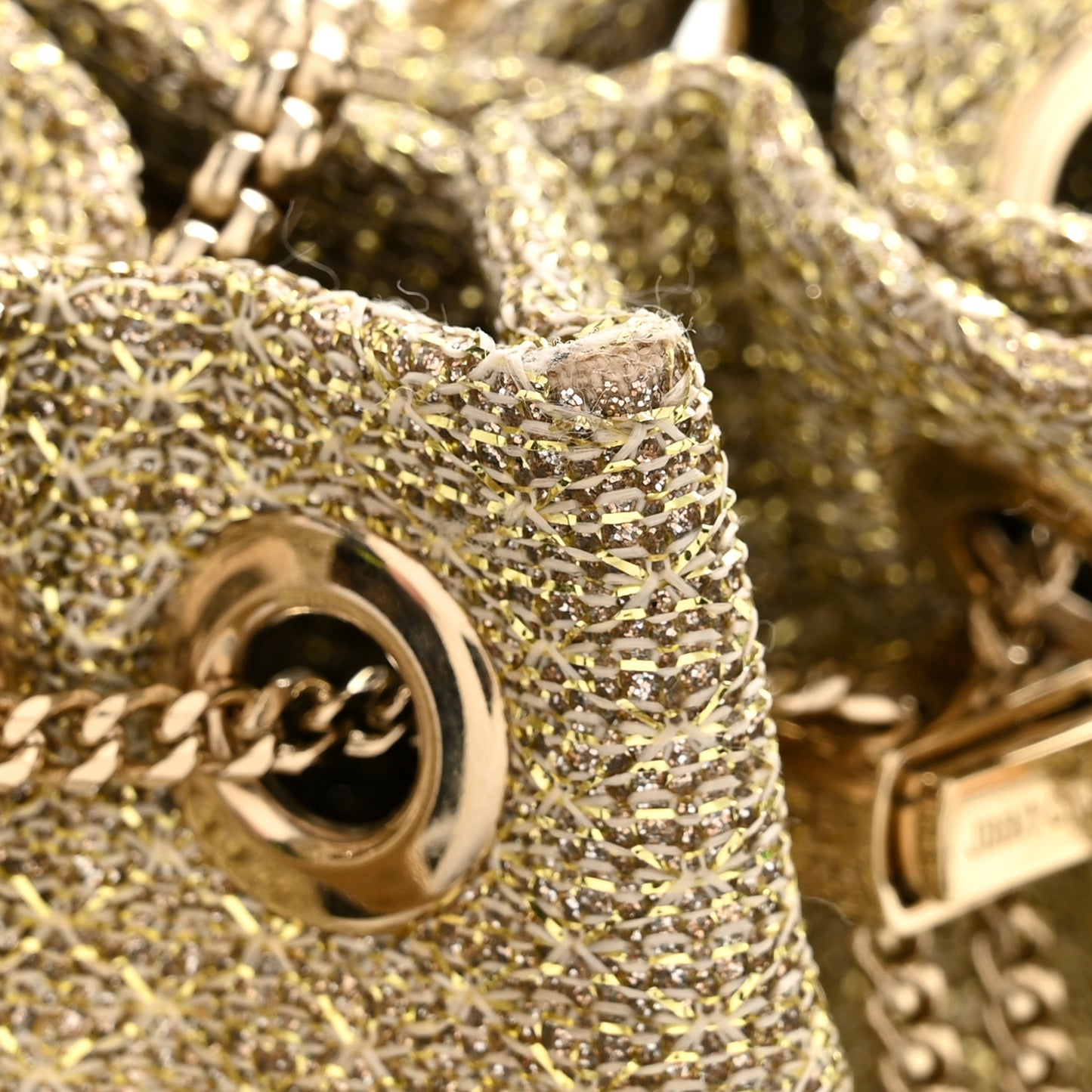 Metallic Woven Bon Bon Bag Champagne