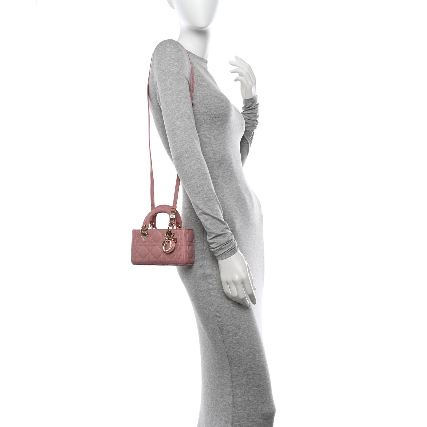 Lambskin Cannage Micro Lady D-Joy Rose De Vents