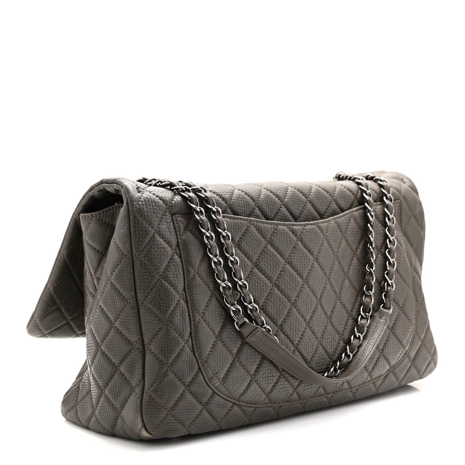Chanel Calfskin Quilted XXL Travel Flap Bag Khaki 3 of 12