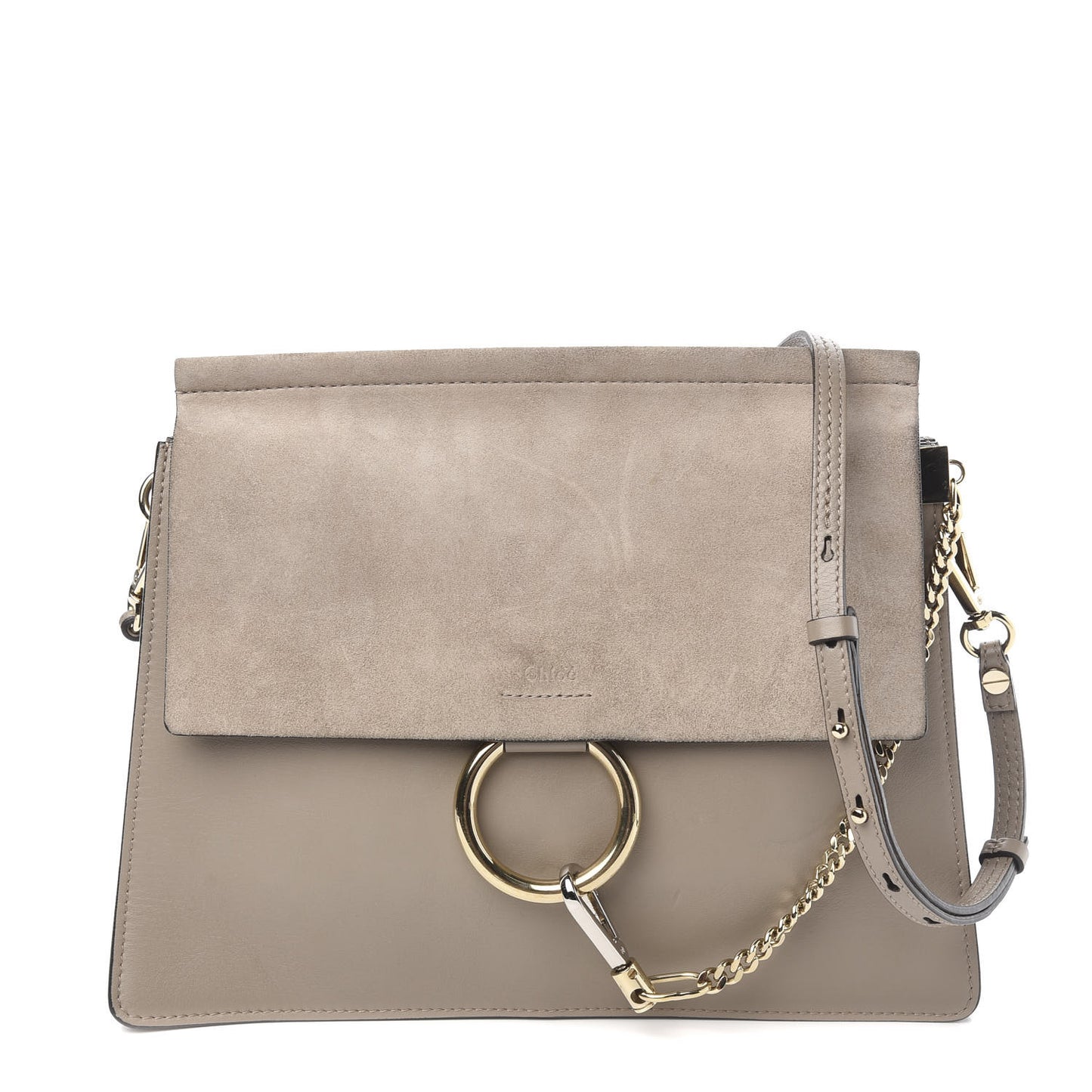 Calfskin Suede Medium Faye Shoulder Bag Motty Grey