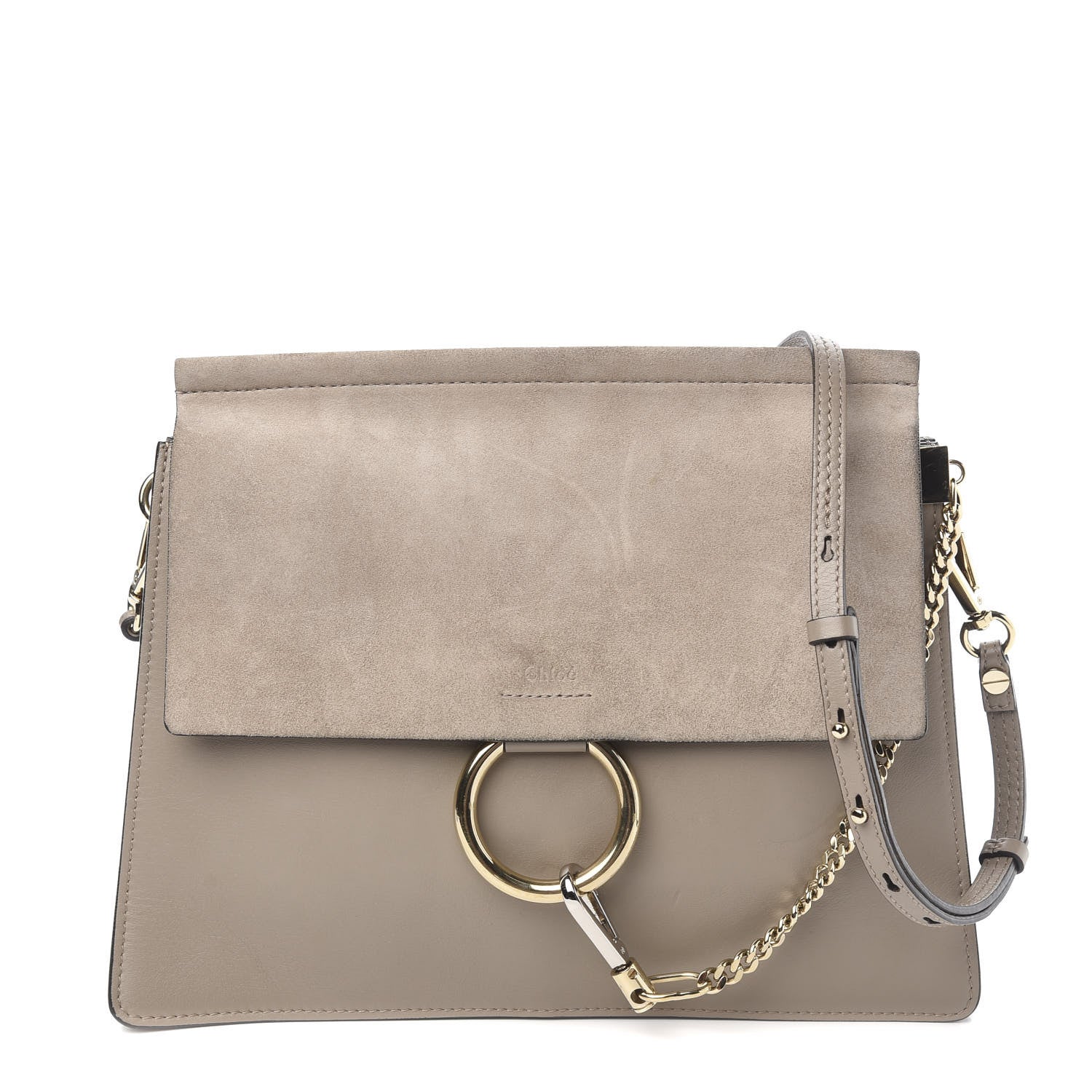 Chloe Calfskin Suede Medium Faye Shoulder Bag Motty Grey 1 of 9