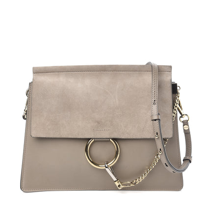 Chloe Calfskin Suede Medium Faye Shoulder Bag Motty Grey 1 of 9