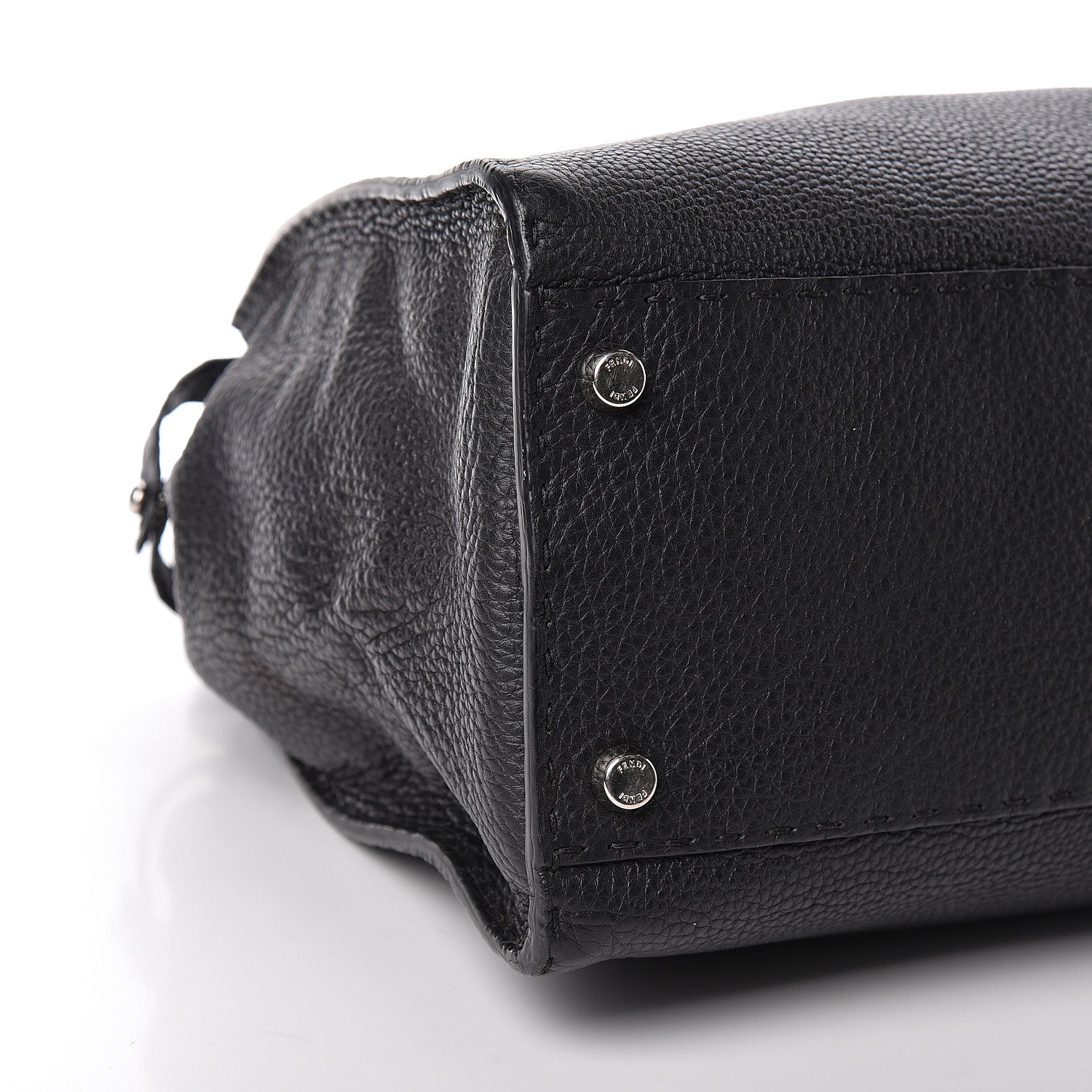 Fendi Cuoio Romano Selleria Bi-Color Large Peekaboo Iconic Satchel Black Mou 10 of 15