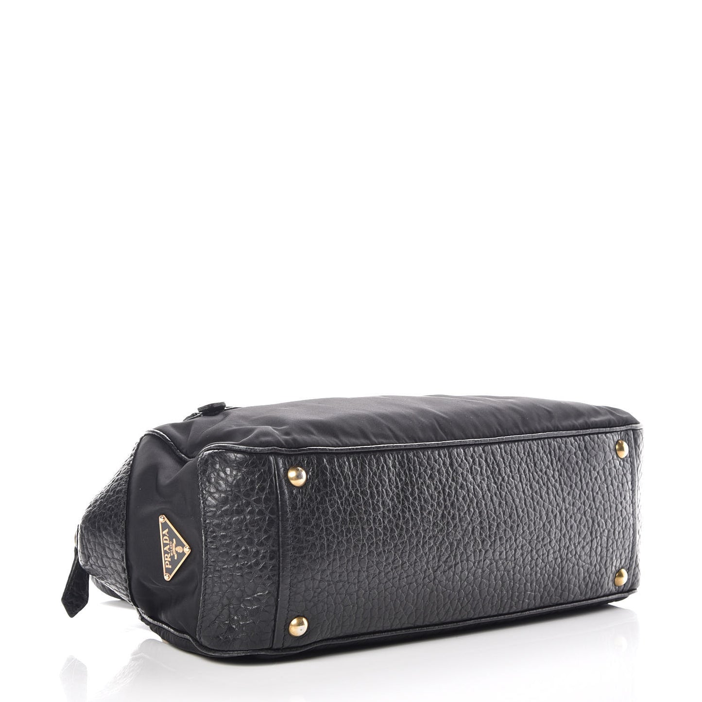 Tessuto Nylon Calfskin Shoulder Bag Black