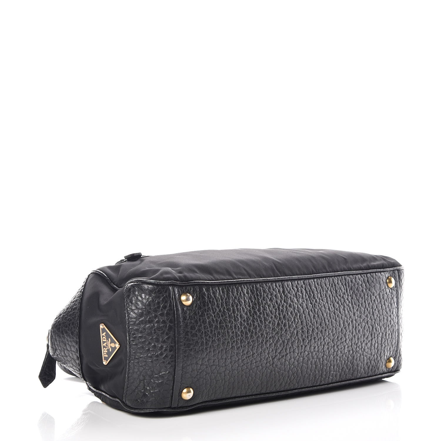 Prada Tessuto Nylon Calfskin Shoulder Bag Black 4 of 9