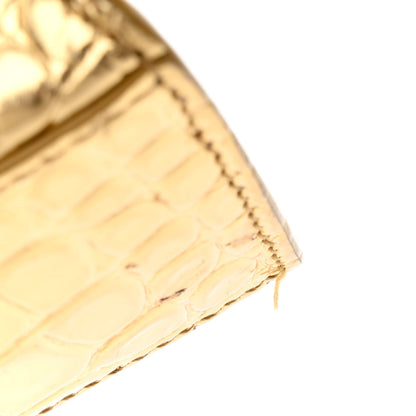 Balenciaga Metallic Calfskin Crocodile Embossed Hourglass Top Handle Bag XS Gold 13 of 17