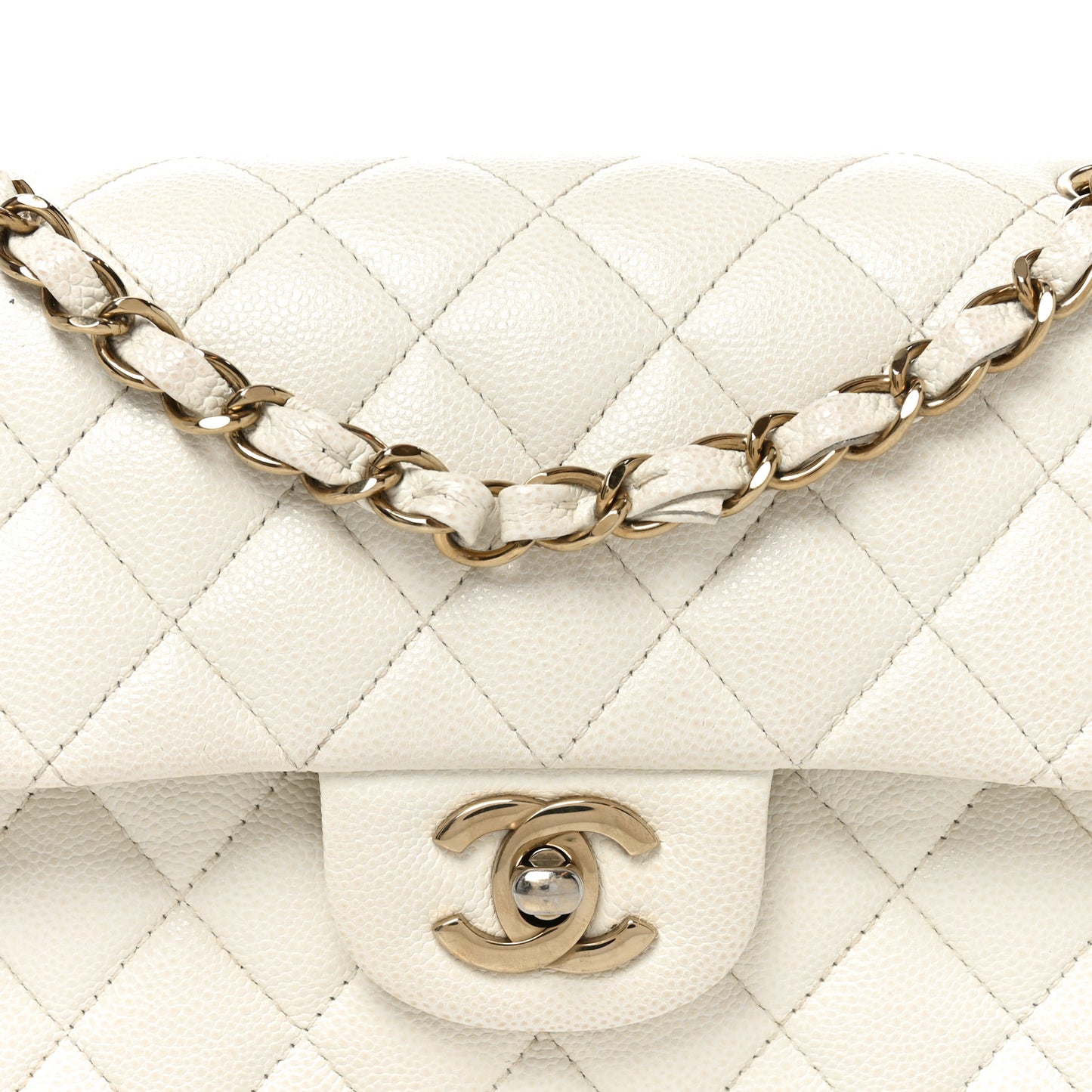 Caviar Quilted Small Double Flap White