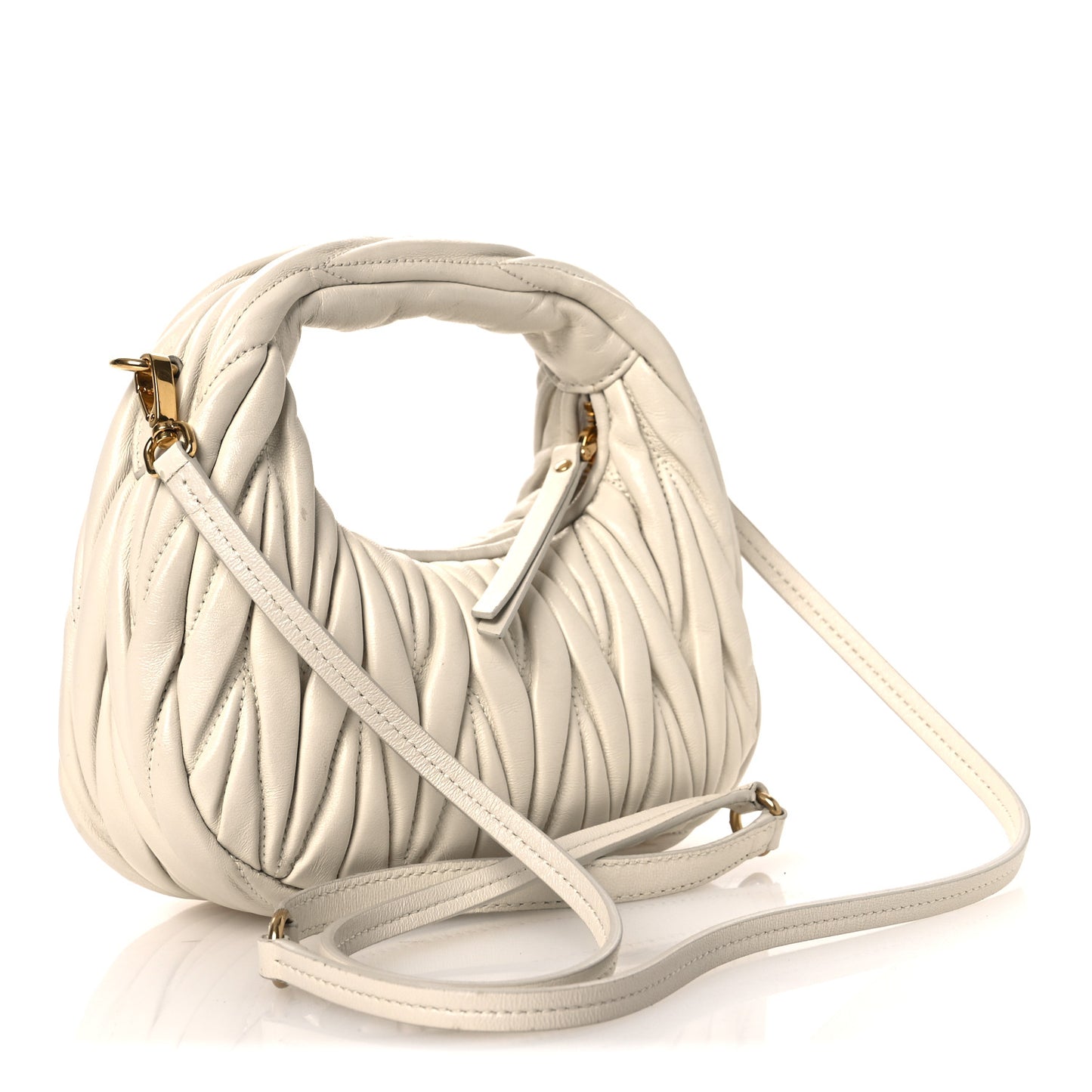 Nappa Matelasse Mini Wander Hobo White
