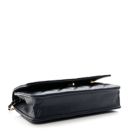 Chanel Caviar Quilted Wallet on Chain WOC Navy Blue 4 of 11