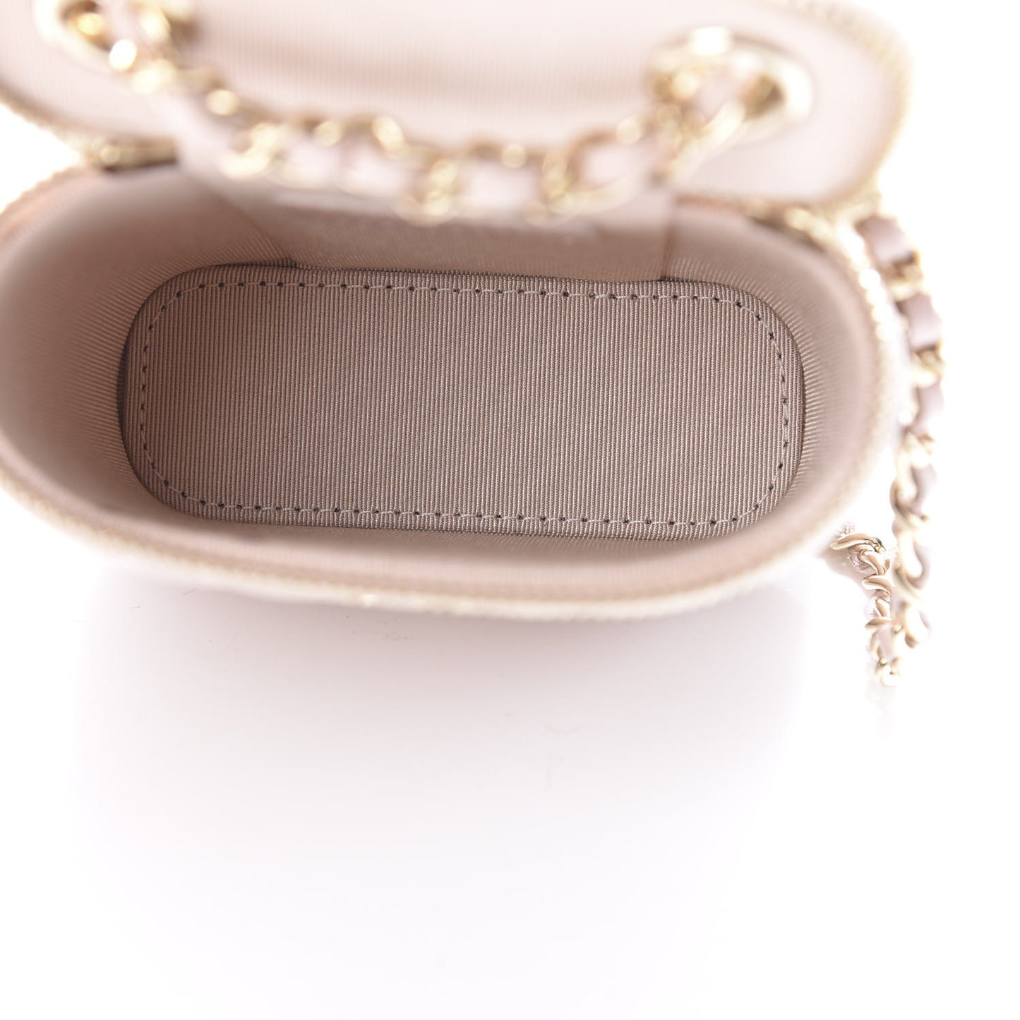 Caviar Quilted Small Vertical Coco Beauty Vanity Case With Chain Light Pink
