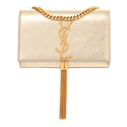 Saint Laurent SAINT LAURENT Calfskin Small Classic Monogram Kate Tassel Satchel Gold 1 of 10