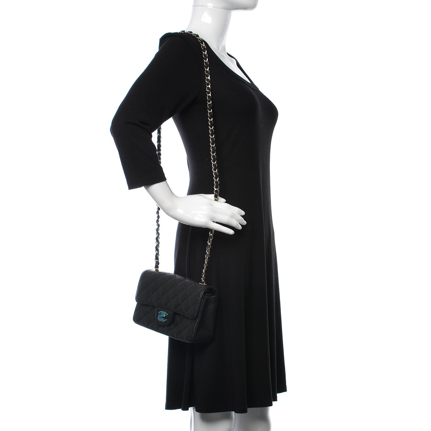Caviar Quilted Mini Rectangular Flap Black