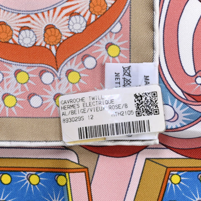 Hermes Silk Electrique Scarf 45 Beige Vieux Rose 4 of 4