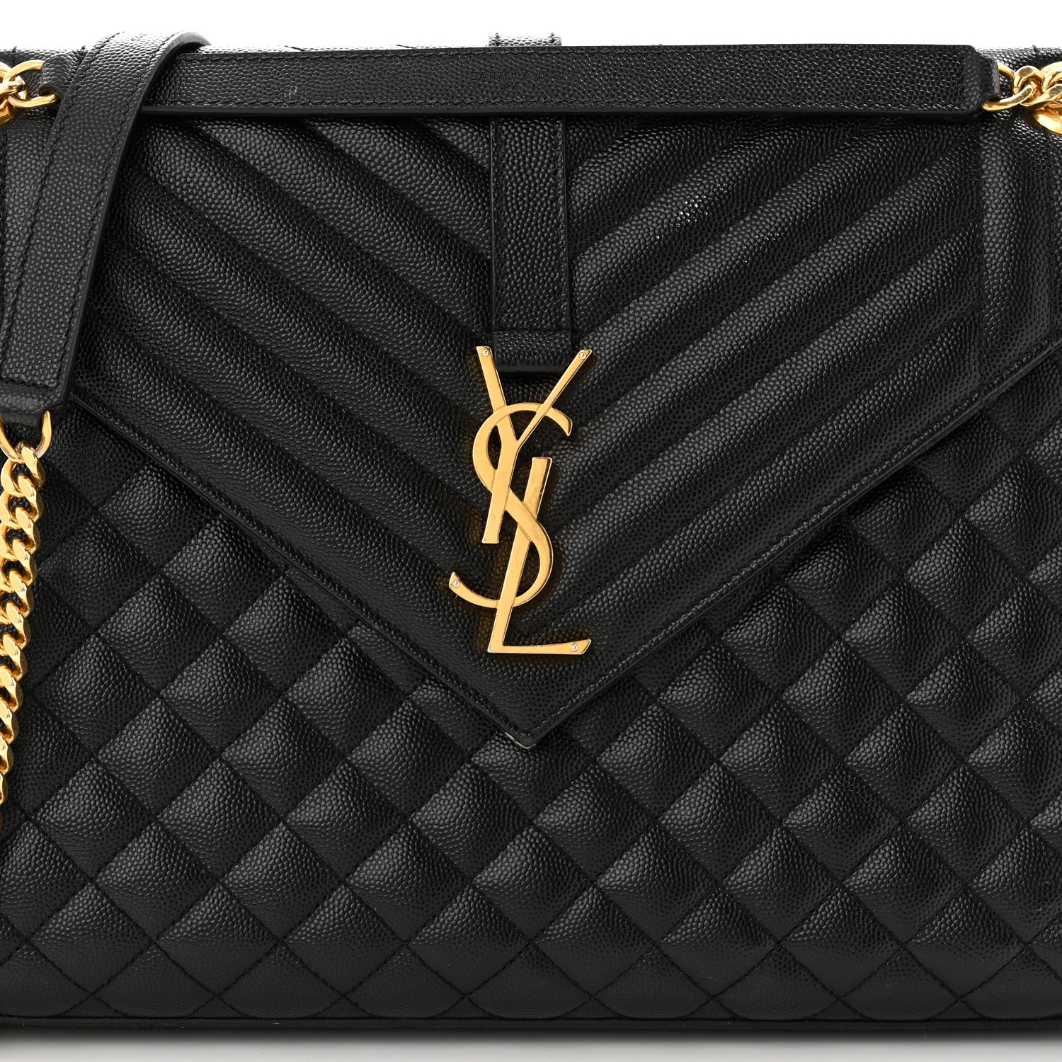 Saint Laurent Grain De Poudre Textured Mixed Matelasse Large Triquilt Monogram Satchel Black 8 of 15