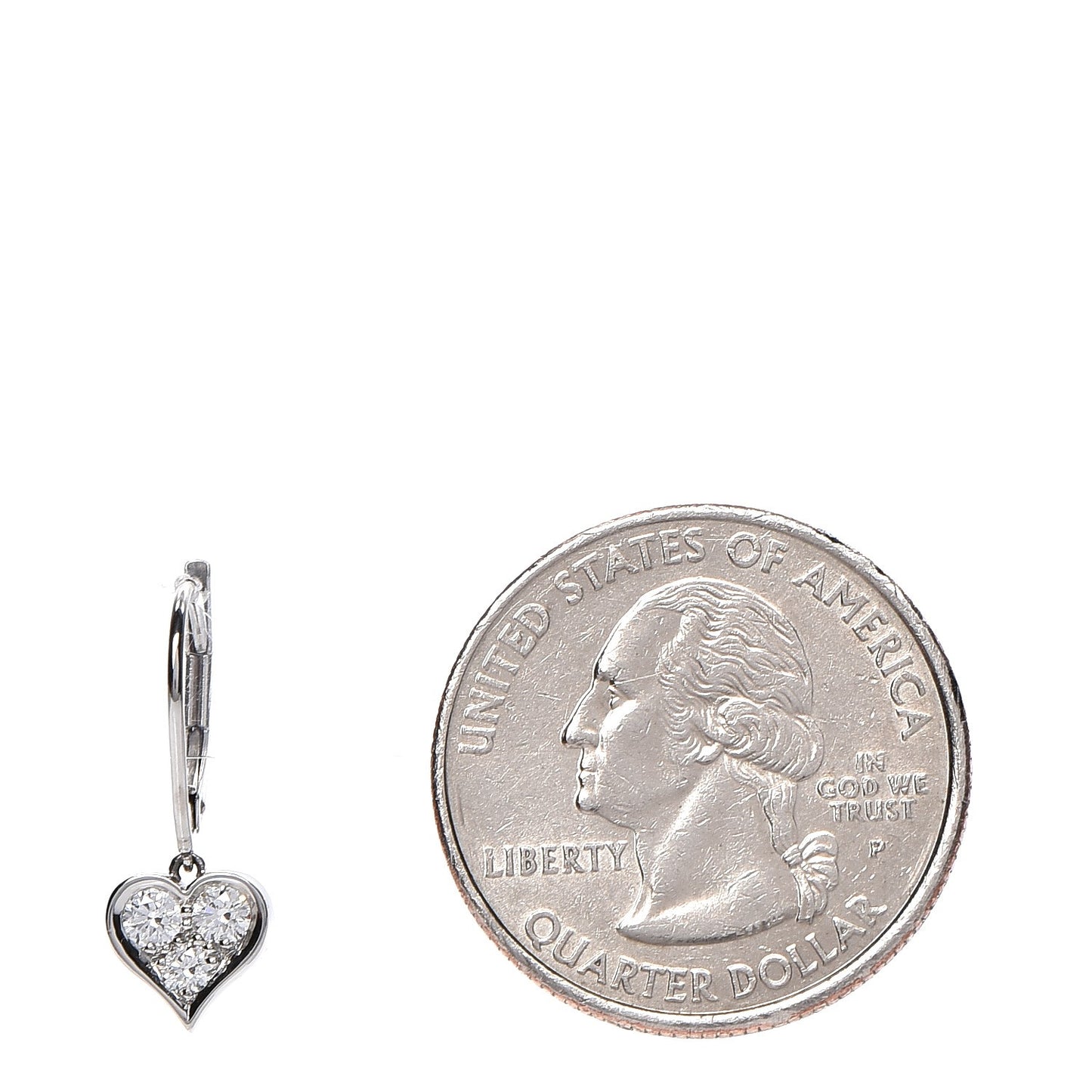 Platinum Diamond Heart Drop Earrings