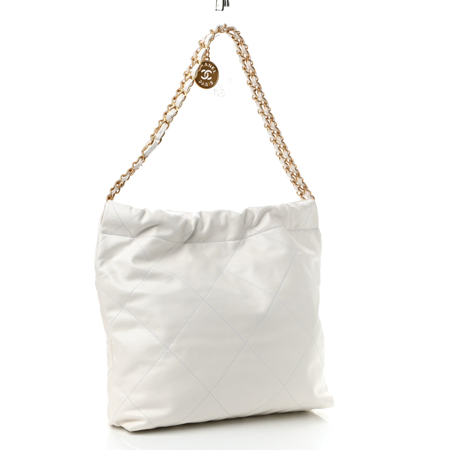 Shiny Calfskin Quilted Small Chanel 22 White