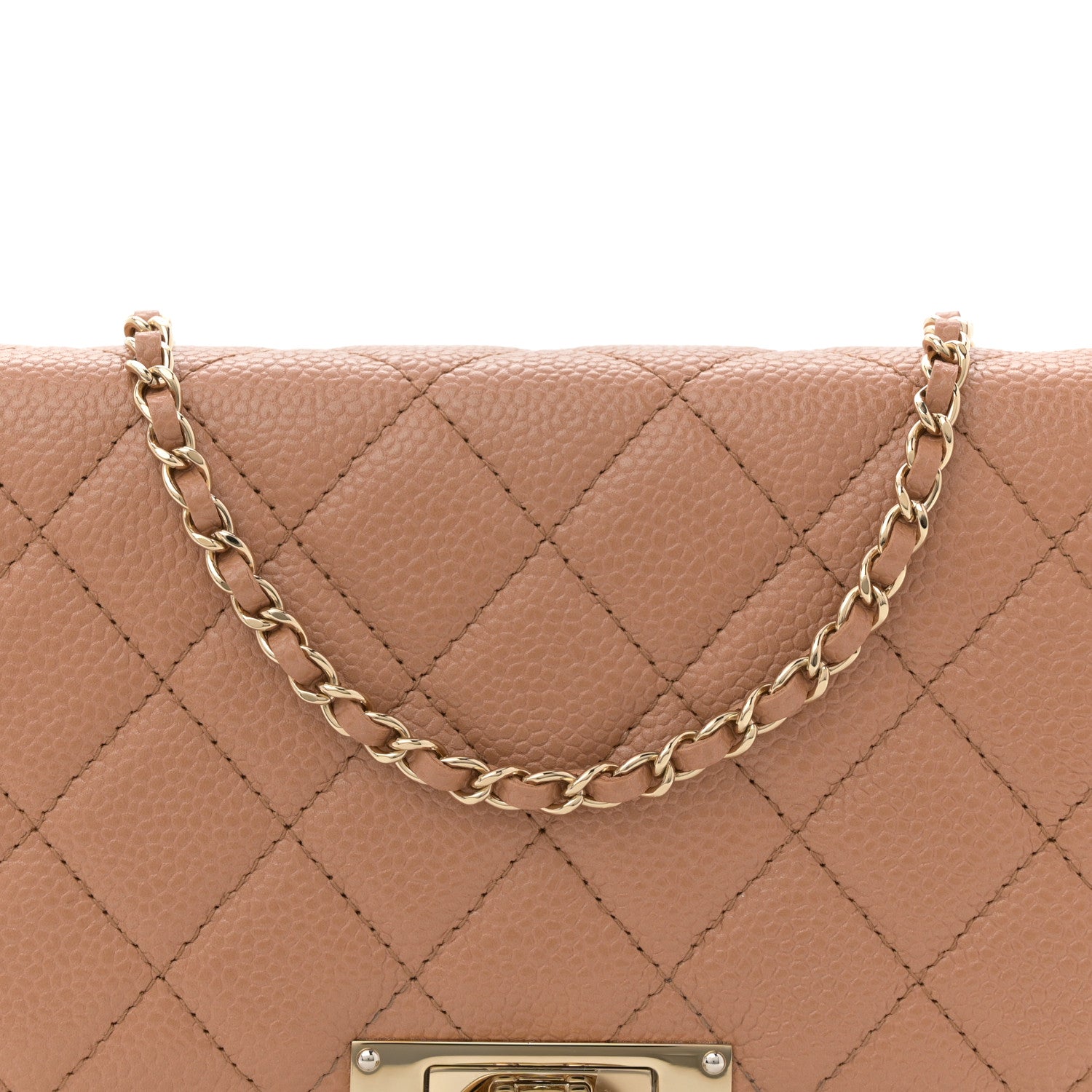 Chanel Caviar Quilted Golden Class Wallet On Chain WOC Beige 8 of 10