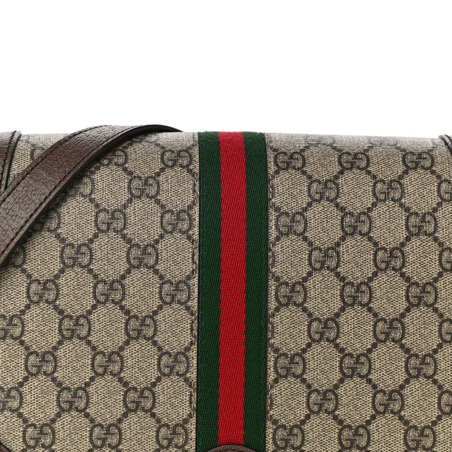 Gucci GG Supreme Monogram Web Small Ophidia Flap Messenger Bag Brown 8 of 15