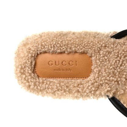 Gucci Nappa Wool Womens Fria Slippers 39.5 Black Butterscotch 8 of 9