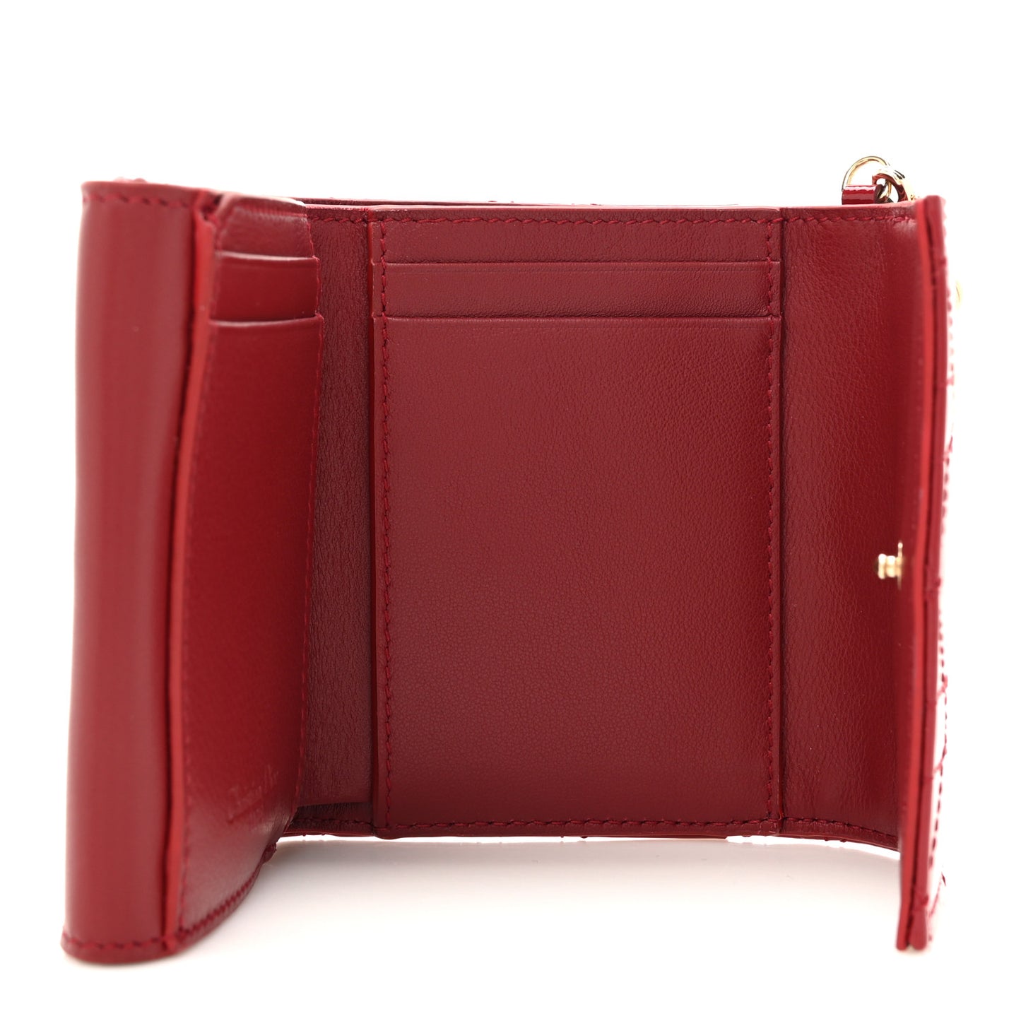 Patent Cannage Lady Dior Lotus Wallet Red