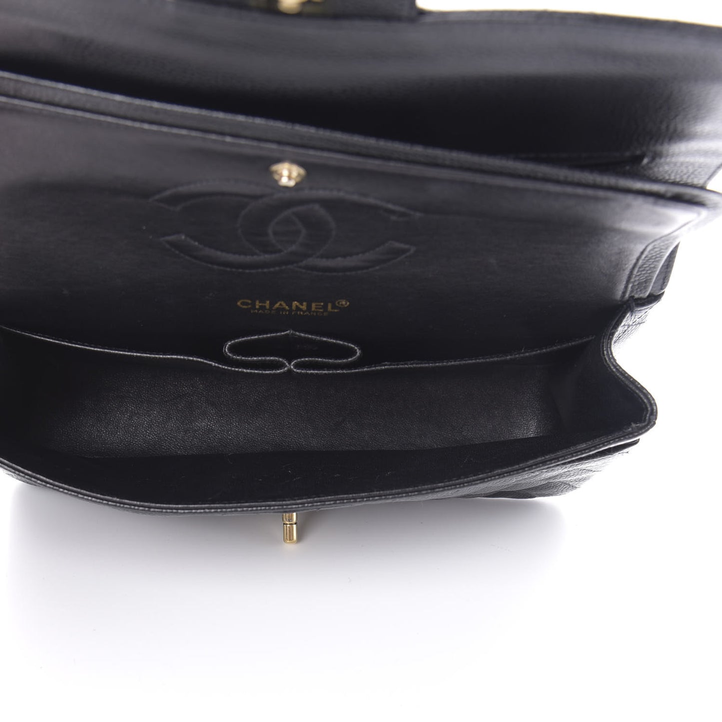 Caviar Quilted Medium Double Flap Black