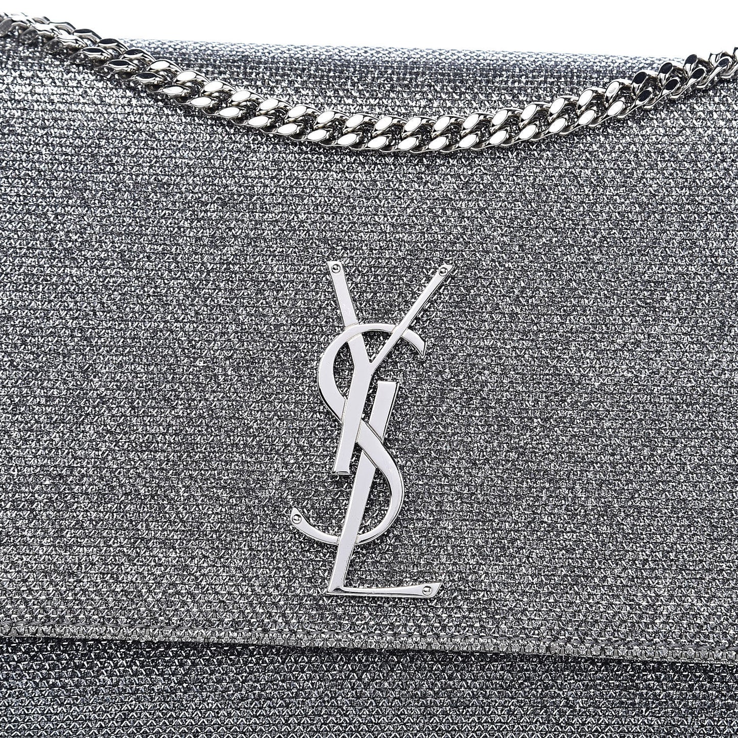 Metallic Canvas Woven Medium Classic Monogram Kate Satchel Silver