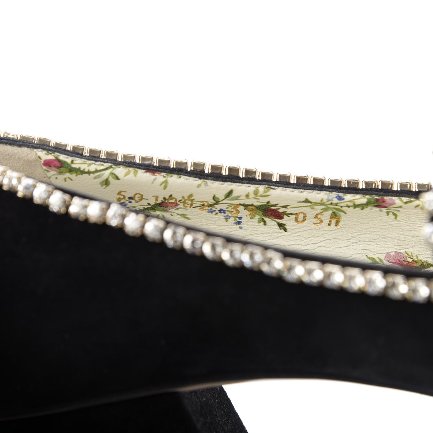 Kid Scamosciato Crystal GG Marmont Fringe 50mm Loafer Pumps 39 Black