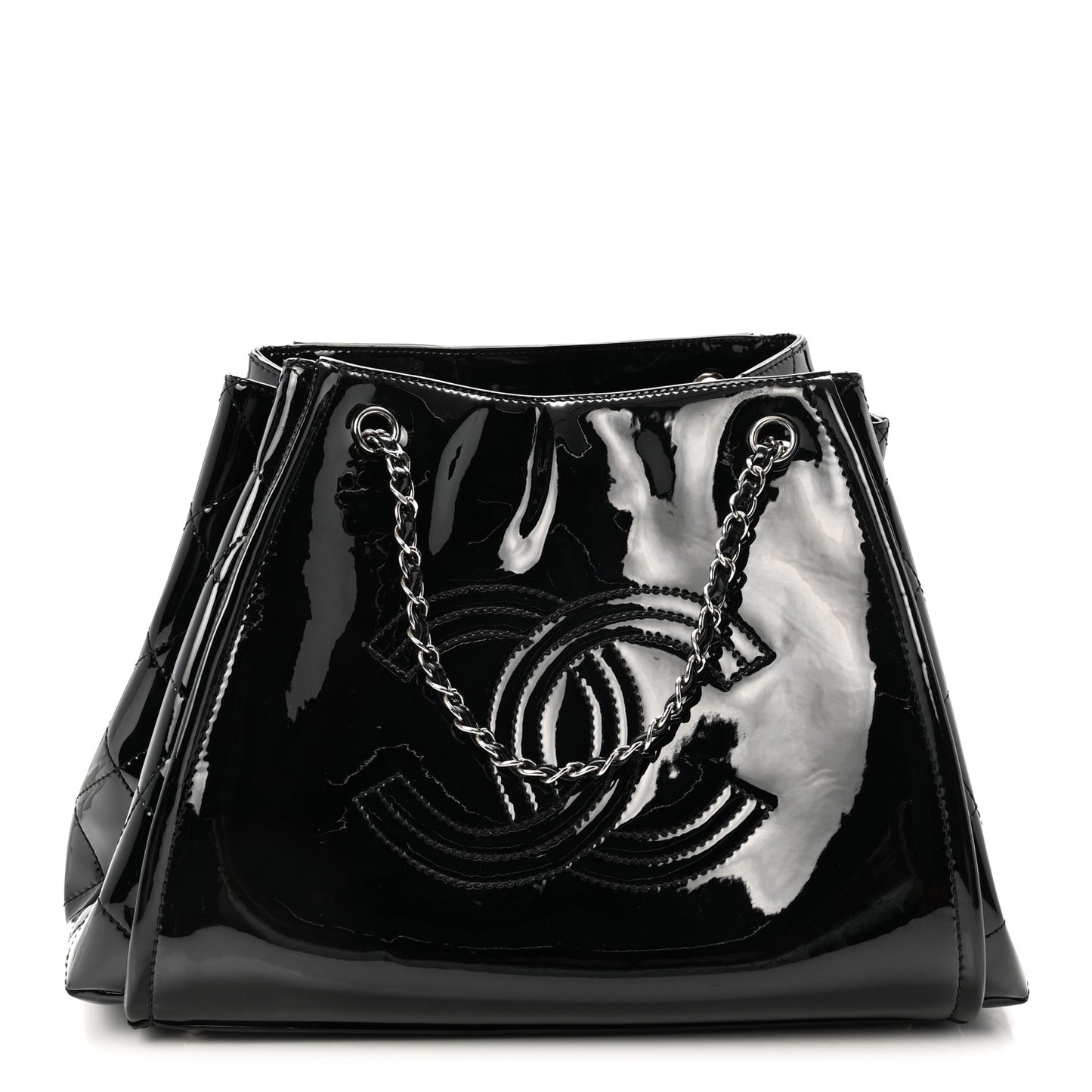 Vinyl Lipstick Ligne Accordion Tote Black