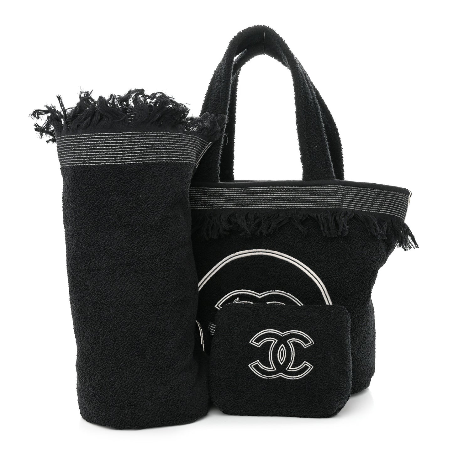 Terry Cotton CC Beach Tote Towel Set Black