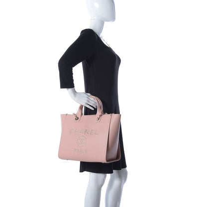 Chanel Caviar Small Studded Deauville Tote Light Pink 3 of 12